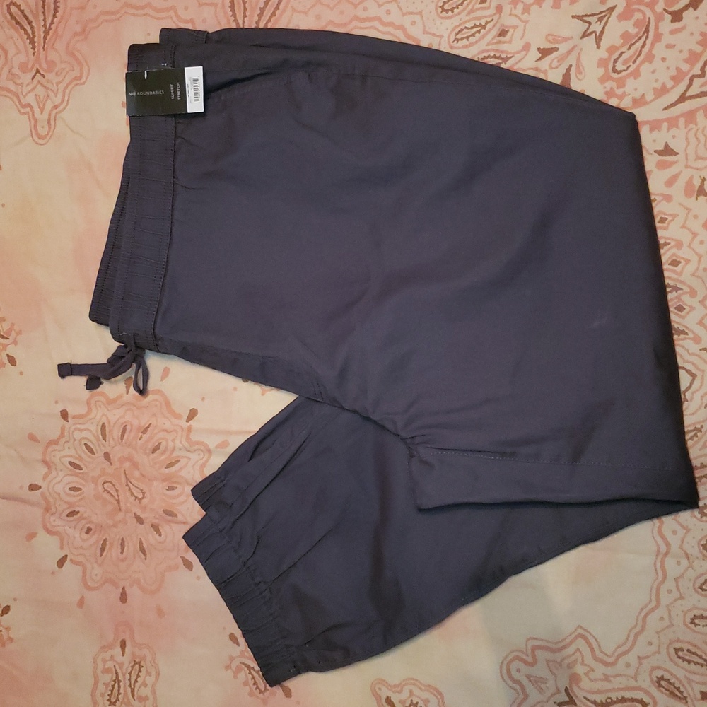 Dark Gray Drawstring Pants Slim Fit Stretch (D)